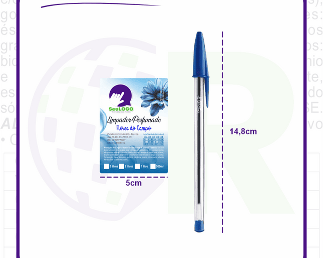 Rótulo para Desinfetante/Limpador Perfumado (5x7cm) - 4 Cantos Arredondados