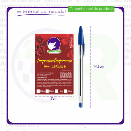 Rótulo para Desinfetante/Limpador Perfumado (7x11cm) - 4 Cantos Arredondados