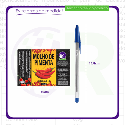 Rótulo para Molho de Pimenta (11x7cm) - 4 Cantos Arredondados