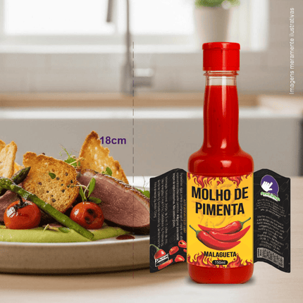 Rótulo para Molho de Pimenta (11x7cm) - 4 Cantos Arredondados