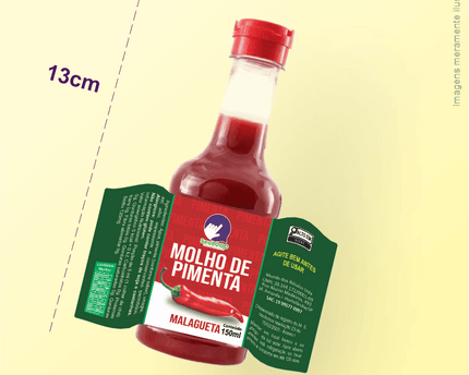 Rótulo para Molho de Pimenta (9x5cm) - 4 Cantos Arredondados