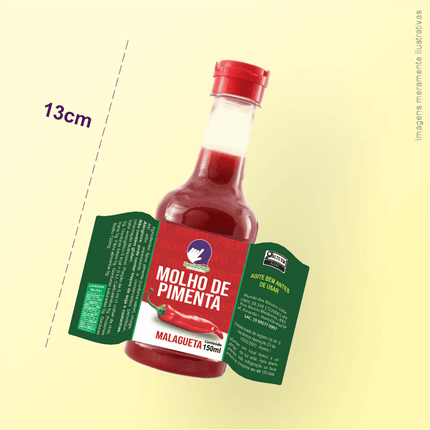 Rótulo para Molho de Pimenta (9x5cm) - 4 Cantos Arredondados