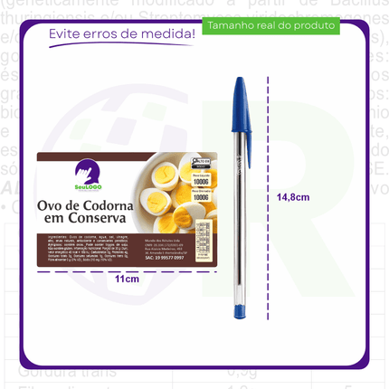 Rótulo para Ovos de Codorna em Conserva (11x7cm) - 4 Cantos Arredondados