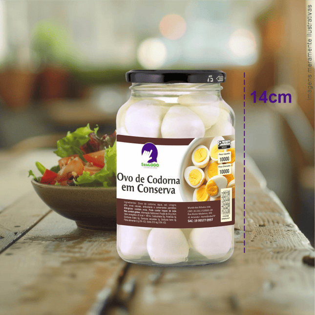 Rótulo para Ovos de Codorna em Conserva (11x7cm) - 4 Cantos Arredondados