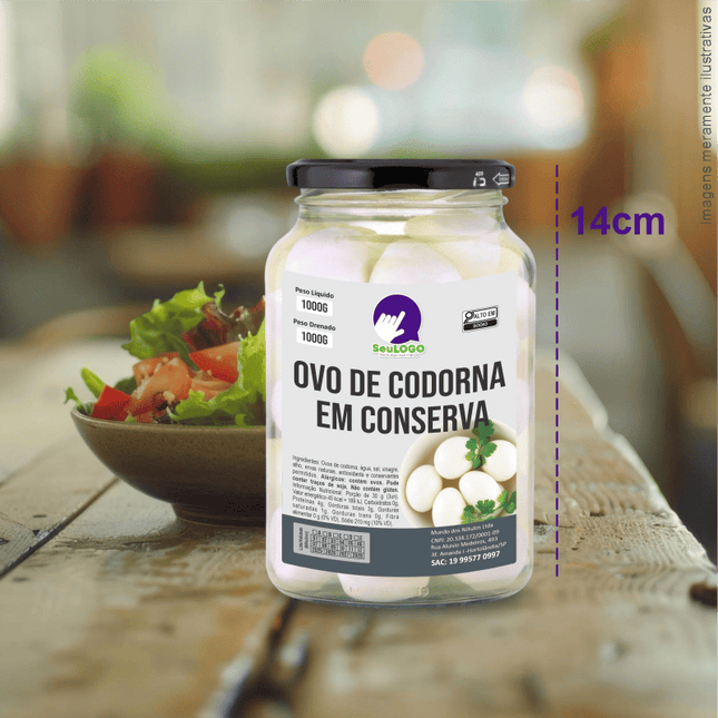 Rótulo para Ovos de Codorna em Conserva (8x10cm) - 4 Cantos Arredondados