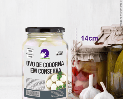 Rótulo para Ovos de Codorna em Conserva (8x10cm) - 4 Cantos Arredondados