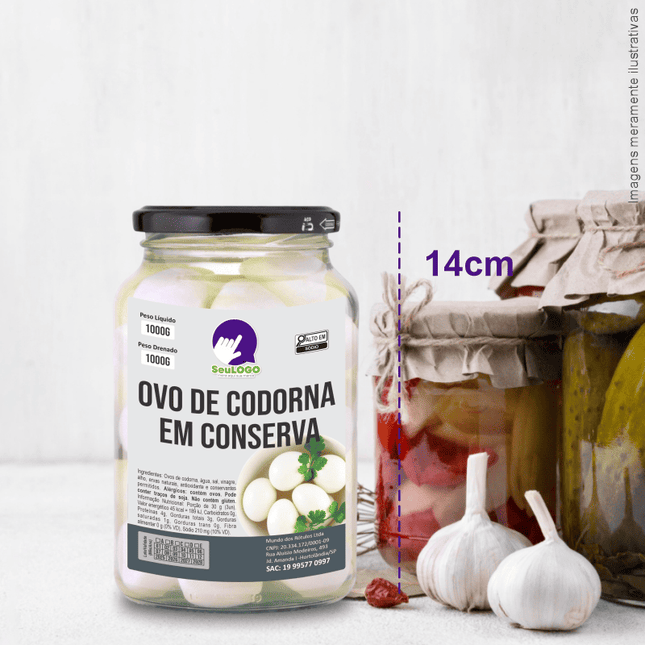 Rótulo para Ovos de Codorna em Conserva (8x10cm) - 4 Cantos Arredondados