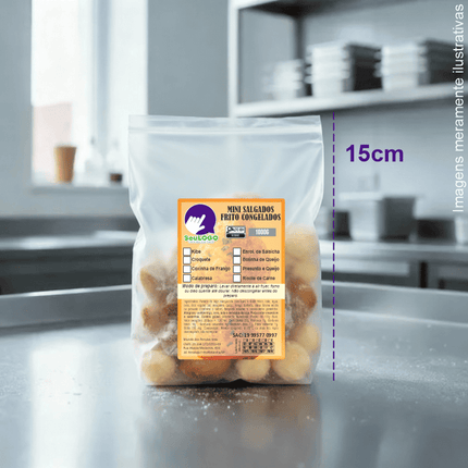 Rótulo para Mini Salgados Fritos (6x9cm)- 4 Cantos Arredondados