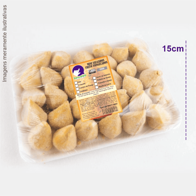 Rótulo para Mini Salgados Fritos (6x9cm)- 4 Cantos Arredondados