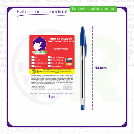 Rótulo para Mini Salgados Fritos (8x10cm) - 4 Cantos Arredondados