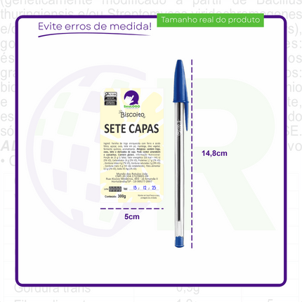 Rótulo para Biscoito 7 Capas (5x9cm) - 2 Cantos Arredondados
