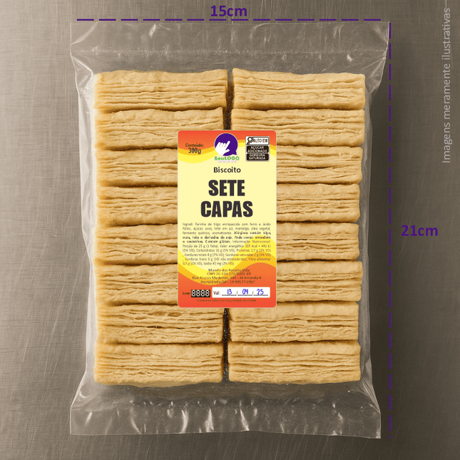 Rótulo para Biscoito 7 Capas (5x9cm) - 4 Cantos Arredondados