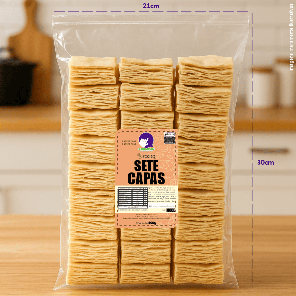 Rótulo para Biscoito 7 Capas (7x11cm) - 2 Cantos Arredondados