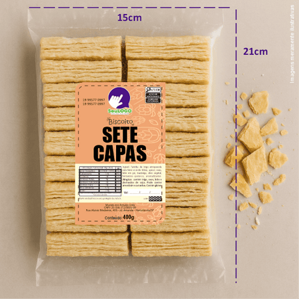 Rótulo para Biscoito 7 Capas (7x11cm) - 2 Cantos Arredondados