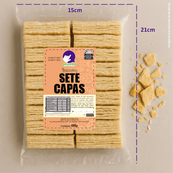 Rótulo para Biscoito 7 Capas (7x11cm) - 2 Cantos Arredondados