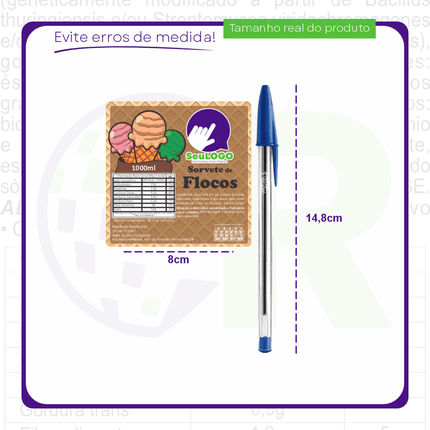 Rótulo para Sorvete (8x8cm) - 4 Cantos Arredondados
