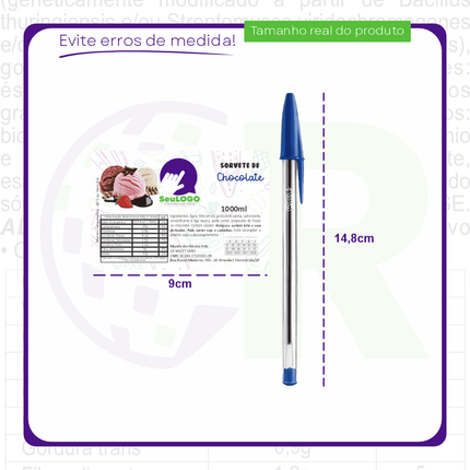 Rótulo para Sorvete (9x6cm) - 4 Cantos Arredondados