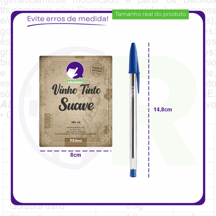 Rótulo para Vinho (8x10cm) - 4 Cantos Arredondados